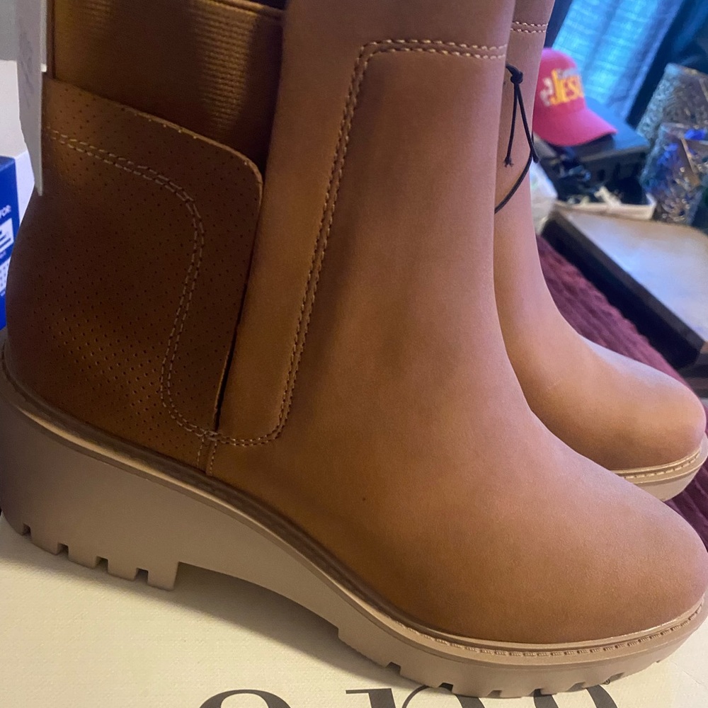 a.n.a Tan Chelsea Ankle Boots with Elastic Panels